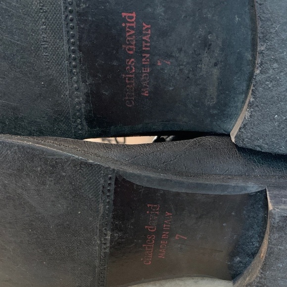 Charles David Knee High Tall Black Leather Lace-Up Boots 7 - Picture 13 of 13